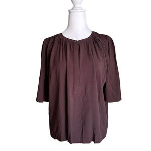 LOFT Peasant Top Short Sleeve Brown Women's Size Small